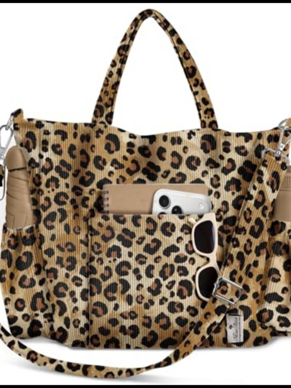 Corduroy Crossbody Tote Bag with Pockets, 15" Laptop